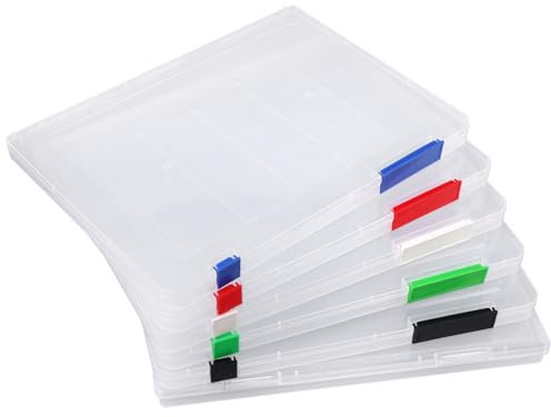 6Pcs Portable A4 File Box Transparent Plastic Box Supplies Holder Document Paper Protector Waterproof Document Folders with Snaps and Lids Clear Desk Paper Organizers Case Paper Protector Desk Paper