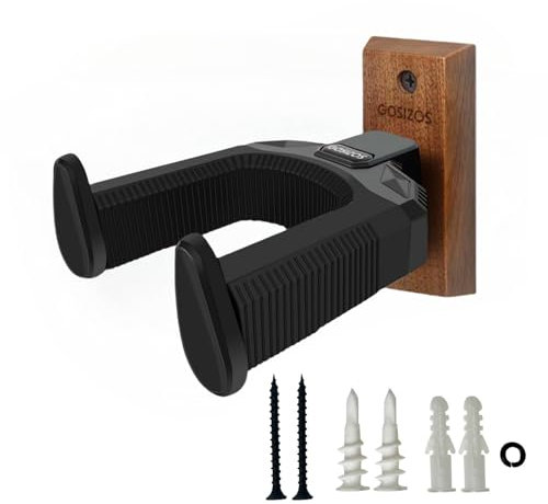 Gosizos Gitarrenhalter für die Wand, Auto Locking Aitarren Wandhalterung, Holz für Gitarrenhalter für Akustische E-Gitarre, Bass, Banjo, Mandoline, Gitarrenzubehör (Holz x 1pcs)