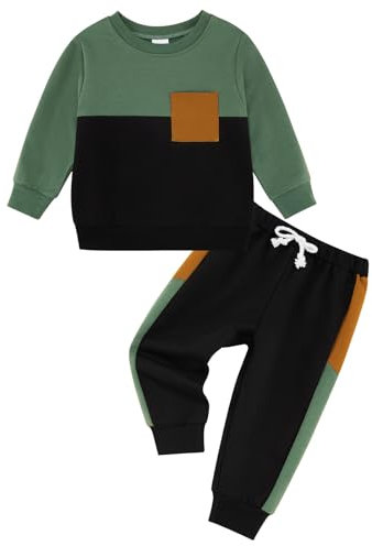 Toddler Boy Outfits Long Sleeve Baby Boys'Clothing Sets Pockets Contrast Color Sweatshirt and Pants Fall Winter Clothes Set