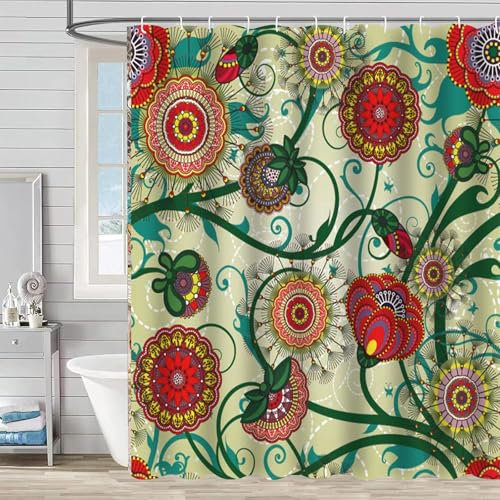 FAIRYGATE Duschvorhang Abstrakt Blätter Badewannenvorhang Duschvorhang 180x180cm Antischimmel Wasserdicht Badezimmer Vorhänge Abstrakt Extra Lange Polyester Stoff Bad Vorhang mit Haken B8623