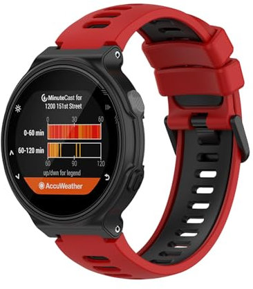 Armband Kompatibel mit Garmin 235/220/230/620/630/735XT, Silikon Ersatzarmband für Garmin Approach S5/6/20 (Rot+Schwarz)