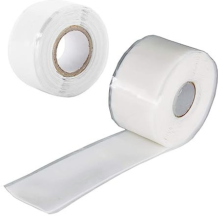 Solwikio Nastro in Silicone, Nastro Sigillante Impermeabile, 2 pezzi Autoagglomerante Silicone Tape Nastro per Perdite dal Tubo per fermare le Perdite (0,5 mm x 25 mm x 1,5 m, Bianco)