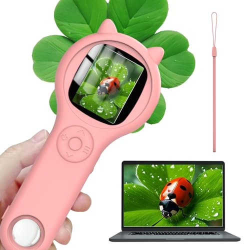 OUTACT Kids Microscope with 500X Magnification, Portable Handheld Digital Microscope, 2MP Rechargeable Pocket Mini Microscopy, 2.0 Handheld Magnifying Glass for kids, Science Kit Gift for for Kids