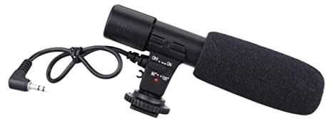 Artibetter Externes Videomikrofon für Camcorder und Kamera, Schwarz, ABS | Standard Hot Shoe, 1/4 Zoll Schraubloch, Stereo Empfindlichkeit, 90/120 Grad Winkel