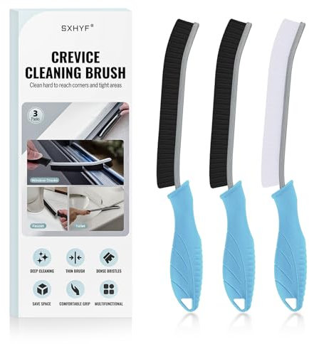 SXhyf Cleaning Brush - Hard Bristle Crevice Cleaning Brush, Multifunctional Gap Cleaning Scrub Brush, Cleaning Tools for Household Use, Home, Kitchen, Bathroom, Window, Vehicle (Light Blue Handles)