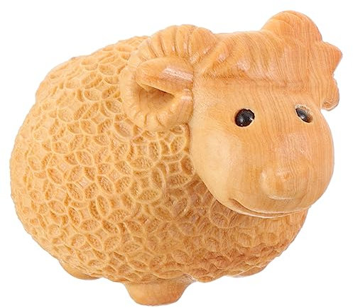 MUSISALY Holz Schaf Statue Aus Massivem Holz Niedliche Holzfigur Für Haus Und Garten Dekorative Schafskulptur Für Rustikale Und Moderne Einrichtung Perfektes Für Und Freunde
