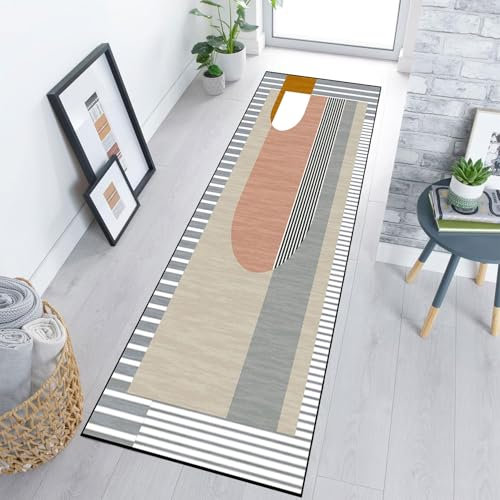 SUNLIMEI Teppich Läufer Flur rutschfest 40 x 150 cm Waschbar rutschfest Läufer Flur rutschfest, Teppichmatten mit Gelrücken, Modern Design, Pflegeleicht für Wohnzimmer, Flur, Küche, D