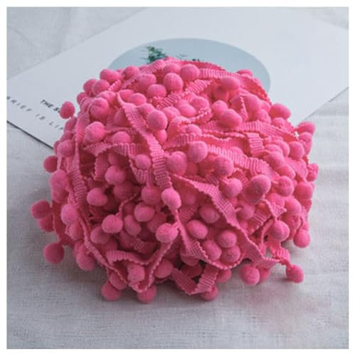 GreatRise Pompon-Borte Bunt Pom Poms Quaste Borte Spitzenband mit 1.2 cm Pompons Bommelborte Pomponband Quaste Trim Band für Basteln Nähen Kleidung Zuhause Dekorieren Rosa#2 5 Yard