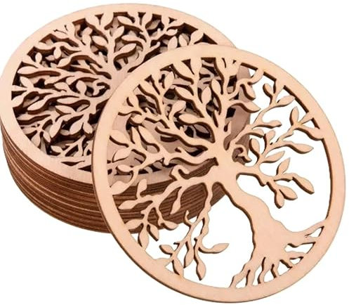 Fleur de vie en bois ou dessous de verre en bois : 10 ou 20 cm et planche de radiesthésie française (arbre de vie 10 cm)