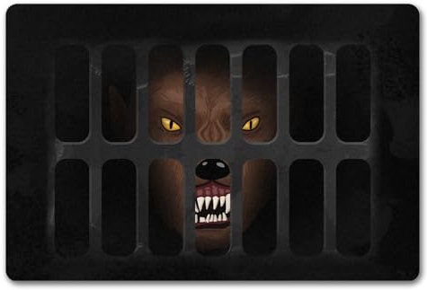 speecheese Schachtdeckel Horror Halloween Fußmatte in 40x60 cm ohne Rand mit Werwolfmotiv gruseliger Gullideckel Fußabstreifer mit Werwolf als Dekoration für Halloween damit niemand Dich