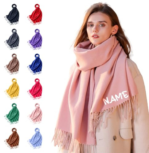 Schal Damen Mit Namen Benutzerdefinierte Kaschmir Schals Wraps Damen Schals Winter Warm Thick Tassel Schal Geschenke Für Frauen Geschenke Für Valentinstag 66X180Cm
