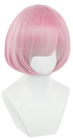 FCCAM Re0 Ram Cosplay Perücken Damen Anime Re:Life in a different world from zero,Rosa,Ram