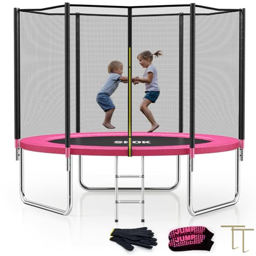 SKOK 8FT Trampoline for Kids Outdoor Trampolines with Enclosure Net, 400LBS ASTM Approved Trampoline for Children and Adults