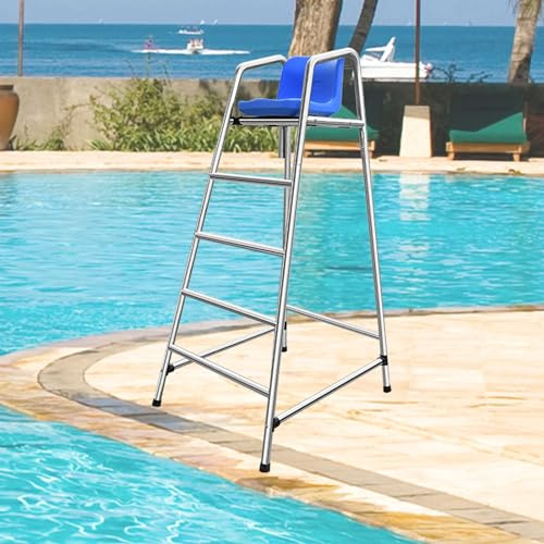 Sedie da bagnino per piscina all'aperto 3,9 4,9 5,9 piedi, sedia da bagnino per ponte spiaggia lago con seduta comoda, sgabelli da bar per patio in acciaio inossidabile 304, carichi di 660 l