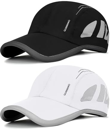 AYPOW 2 Stücke Schnell Trocknende Baseballkappe Unisex, Leichte Faltbare Outdoor Basecap Sport Cap, Atmungsaktive Sommermütze Verstellbare Sonnenhüte, Verstaubarer Laufkappe Sportmütze Herren Damen