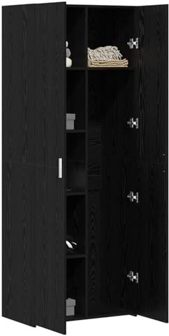 vidaXL Highboard Black oak 70 x 42.5 x 185 cm Engineered wood, Dining Room Storage, Rectangular Rustic Buffet Cabinet, Wooden Solutions for Elegant, Beige Wood