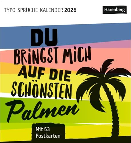 Typo-Sprüche-Kalender 2026 - Harenberg-Verlag - Postkartenkalender - 53 heraustrennbaren Postkarten zum Sammeln, Verschenken und Verschicken - 16 cm x 17,5 cm
