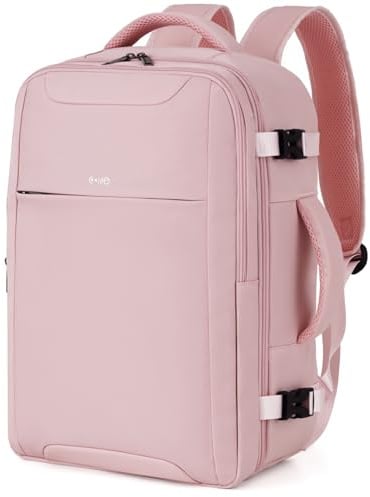 COOLIFE EasyJet Handgepäck 45x36x20, Handgepäck Rucksack Flugzeug Leicht | Handgepäck Rucksack 45x36x20 mit 15.6 Zoll Laptopfach für Kurztrips, Geschäftsreisen und Campus, Herren/Damen (Rosa)