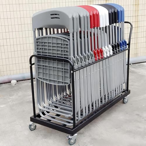 ZHIXUMM Folding Chair Storage Rack Cart, Large Chairs Storage Rack Trolley, With Locking Rubber Wheels Capacity16-20 Chairs For Easy Transport And Space Saving
