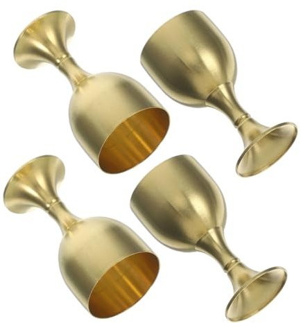 BESTYASH Ensemble de 4 Gobelets Calices Vintage en Cuivre Doré, Design Rétro Élégant, Décoratifs et Faciles à Entretenir, pour Dégustations de Vin et Réunions Informelles