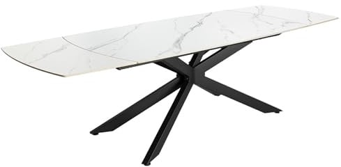 Riess Ambiente Ausziehbarer Esstisch Cosmos - 160-240cm - weiß schwarz - Keramik Metallgestell Esszimmertisch