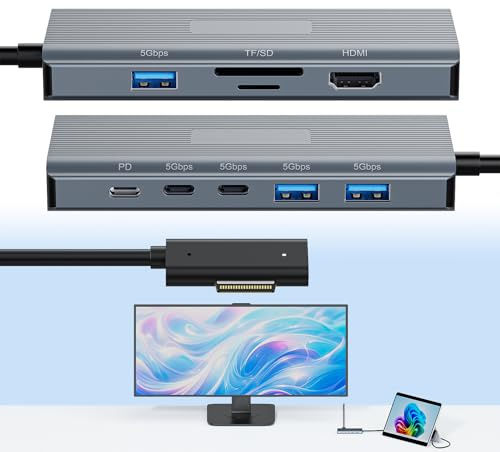 Microsoft Surface Dock 2 10-in-1 Surface Pro Docking Station mit 4K@60Hz HDMI, Ethernet, SD/TF, USB 3.0, USB-C & 100W PD für Surface Pro 12/11/10/9/8/X/7/6/5, Surface Laptop, Surface Go, Surface Book