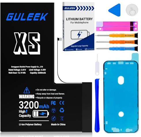 Akku für iPhone XS 3200mAh Hochkapazität mit Reparaturset und Werkzeug | Lange Akkulaufzeit, stabile Leistung, sicherer Betrieb, einfacher Austausch, langlebiger Akku, zuverlässige Qualität