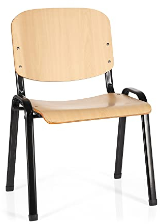 hjh OFFICE Besucherstuhl Holz XT 600 SW H Vierfußstuhl Stapelstuhl Konferenzstuhl Buche/Schwarz 704300