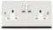 A5 Products 13A Double Plug Socket 2 Gang Polished Chrome Classic - White - Metal Rocker Switches