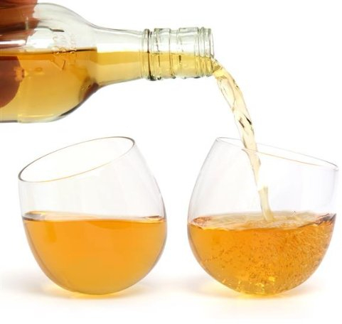 CKB Ltd® Lot de 2 verres à whisky à bascule Base ronde sans pied fantaisie Coffret cadeau Capacité/300 ml peut également être utilisé pour vin rouge