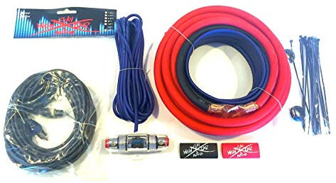 Sky High Car Audio 4 ga CCA Amp Kit, SHA-AK-4-RB-TW-CCA, 17ft Power, 3ft Ground, 17ft Remote Wire, 18ft 2 Ch Twisted RCAs, ANL Fuse Holder, Copper Lugs, Zip Ties
