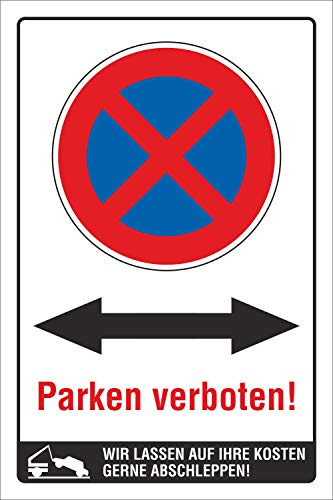 Schild Parken verboten Beide Richtungen Pfeil Halteverbot 3 mm Alu-Verbund 300 x 200 mm