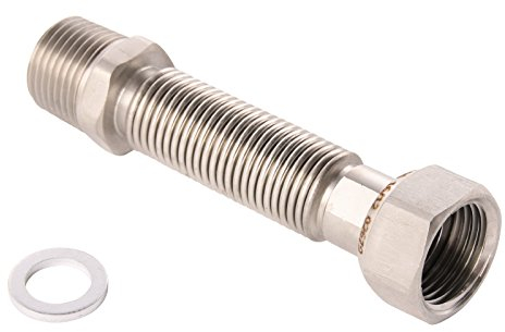 Sanitop-Wingenroth Edelstahl-Flexrohr | Typ 1/2 | Flexibles Anschlussrohr | Längenverstellbar von 70-130 mm | Universelles Verbindungsrohr | Edelstahl | 27010 6