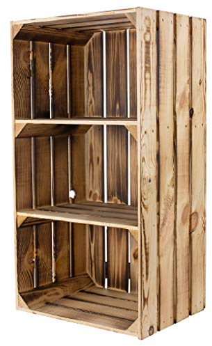 Vintage Möbel 24 GmbH 2er Set - flambierte Apfelkisten Schrank Regal 75x40x31cm