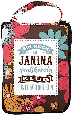 History & Heraldry Design Top Lady Tasche: Janina/Einkaufstasche, Strandtasche, Sporttasche, Blumenmuster/vielseitig, praktisch, personalisiert mit Name und Spruch
