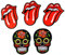 i-Patch - Patches - 0098 - Totenkopf - Schwarz - Mund - Zunge - Rot - Rose - Aufnäher - Sticker - Badges - Flicken - Bügelbild - Aufbügler - Iron-on - Applikation - Zum aufbügeln - Skelett
