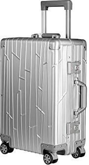 GUNDEL Aluminium Handgepäck Koffer Cabin Trolley 55x40x20 cm H/B/T 32L 4x360° Rollen Silber 2X TSA-Zahlenschloss