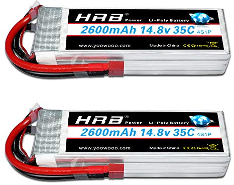 HRB 2PCS 4S 14.8V 2600mAh 35C RC LiPo Battery Pack with Deans T Plug for RC Airplane Helicopter Quadcopter Vehicle Boat