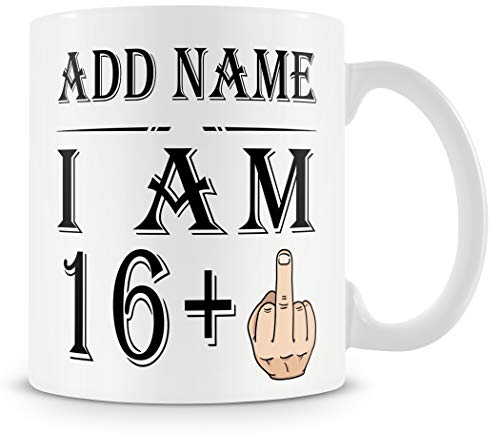 17th Birthday Gift - Personalised Mug/Cup - Add Name - 17 Years Middle Middle Finger – Funny Rude Joke Birthday Celebration Cup - Dishwasher Microwave Safe -.Best Gift for Mum, Dad, Teacher or Anyone