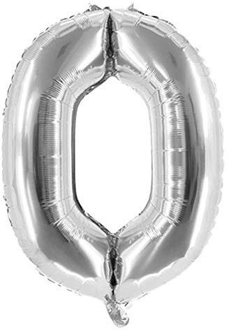 Party Factory XXL Folienballon Zahl 0, Luftballon 100cm, silber, Geburtstag, Abi, Jubiläum, Party Ballon, Heliumballon, Deko