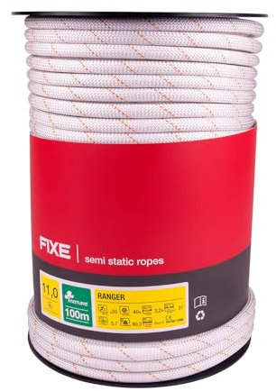 FIXE - Cuerda Semiestática Ranger 11mm 100m Blanca - Cuerda Trabajos Verticales y Aplicaciones Deportivas - Homologada