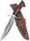 BIGCAT ROAR Cowboy - Coltello da Caccia Grande in Acciaio Damasco Artigianale 30,5 cm - Manico in Legno di Noce e Fodero in Cuoio - EDC Bushcraft, Campeggio, Sopravvivenza - Regalo Uomo Cacciatore