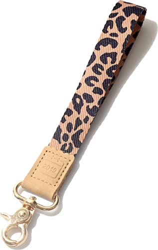 DQL Schlüsselbänder für Ausweise, niedlicher Schlüssel-Ausweishalter, Hand-/Handgelenk-Schlüsselband für Damen, Leoparden-Print, Wrist Lanyard