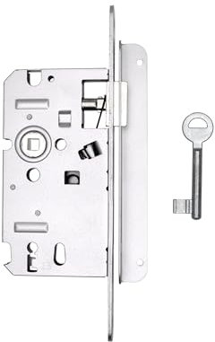 Vachette Serrure à encastrer Alsace Droite à Clé - 67585/SC-D - Axe à 55mm, Entraxe 72mm, Carré de 8mm, 1 Clé inclus, Gris