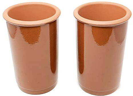 Verano Spanish Ceramics El Toro Authentic Terracotta Wine Bottle Coolers - Keeps Wine Chilled - Home Décor Kitchen Dining Dinner Party Accessory - 21.5cm x 13cm - Set of 2