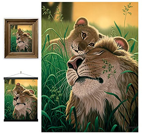 3D LiveLife Linsenförmige Wandkunst Drucke - Liebe eines Vaters von Deluxebase. Ungerahmtes 3D Löwe Poster. Perfekter Wandfüller. Original kunstwerk lizenziert von bekannt künstler, Schim Schimmel