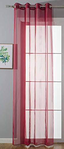 Ösenvorhang Transparent »Uni« Gardine HxB 145x140 cm Bordeaux Stores Vorhang Ösen Bleibandabschluß Wohnzimmer, 20332-cn