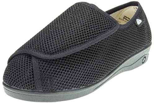 Calzados Romero. Zapatilla para Pies Delicados en Ancho Especial para Mujer. Tratamiento Antibacteriano Sanitized. Ref. 0575. Negro Talla 35
