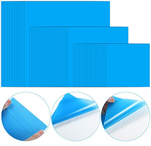 80 Pieces Vinyl Pool Patch Repair Kit Self-Adhesive Repair Patches Plastic Pool Patch for Swimming Air Mattress Inflatable Boats Toys, 10 x 10, 7 x 7, 5 x 5 cm(Blue)
