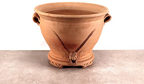 Palatina Werkstatt handgefertigte Terrakotta Schale Blumenkübel mit Henkel | Blumentopf für Garten Wohnung Terracotta Blumen (L)